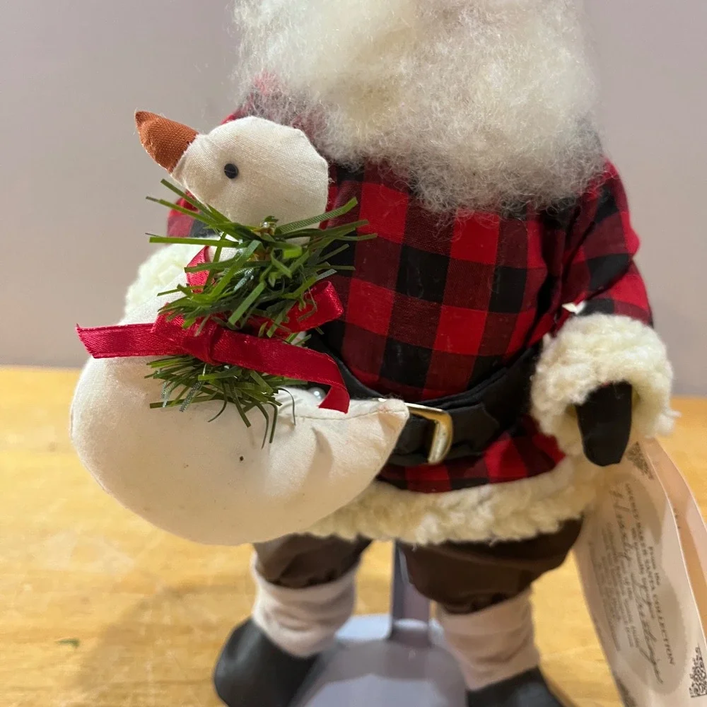 Overly-Raker Hearty Greetings Santa Doll Vtg 1994 Buffalo Plaid Woodsman‎ Goose